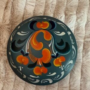 Trinket Box Hand Painted Norwegian Rosemaling Design